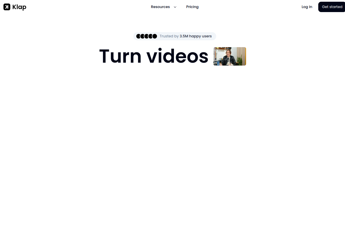 Screenshot of the Klap website