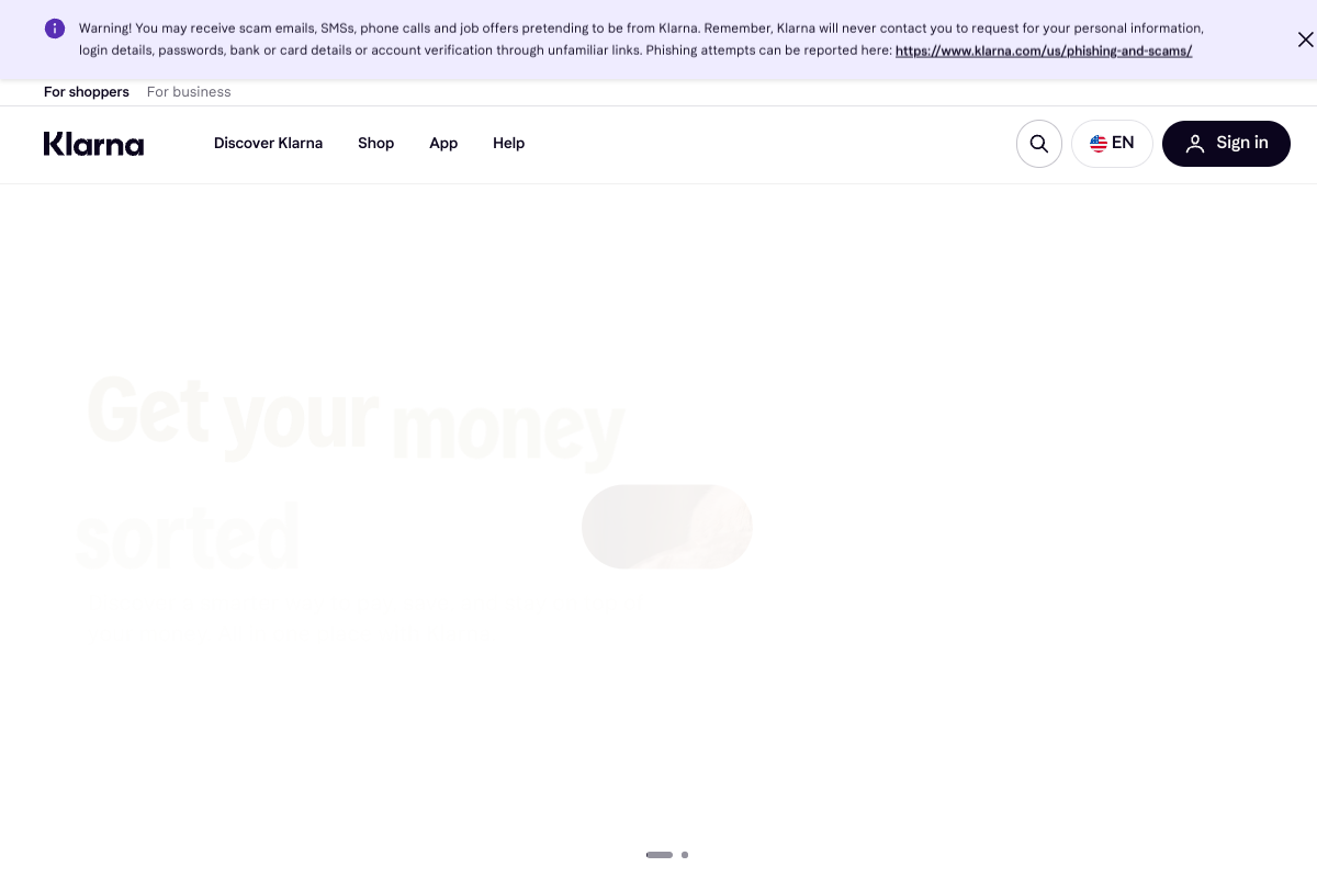 Screenshot of the Klarna ChatGPT plugin website