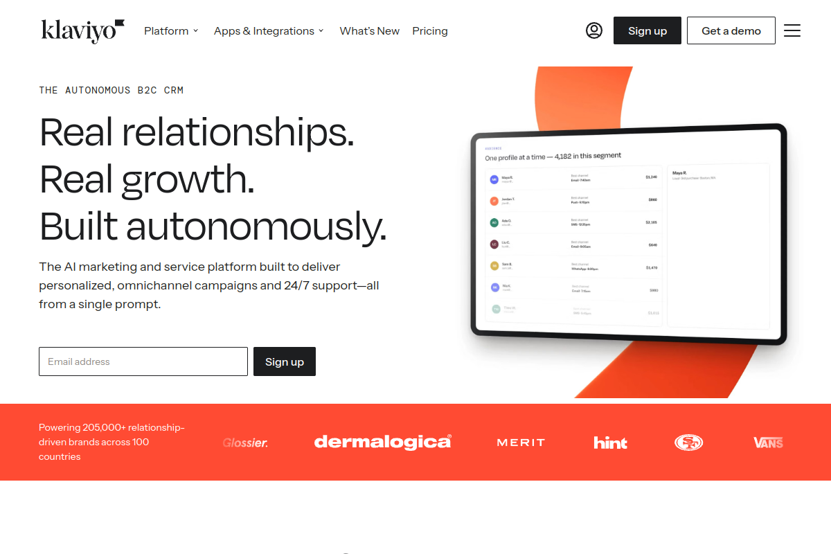 Screenshot of the Klaviyo SMS Assistant website
