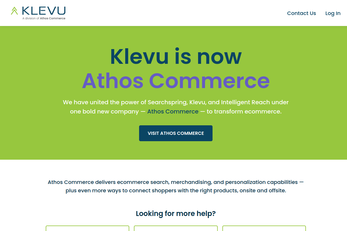 Screenshot of the Klevu website