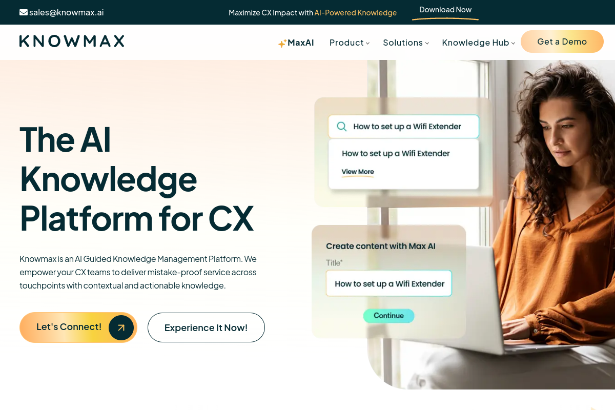 Screenshot of the Knowmax website