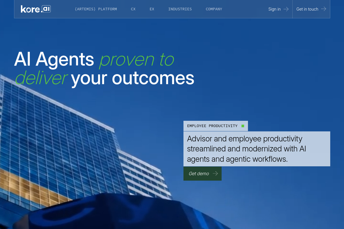 Screenshot of the Kore.ai website