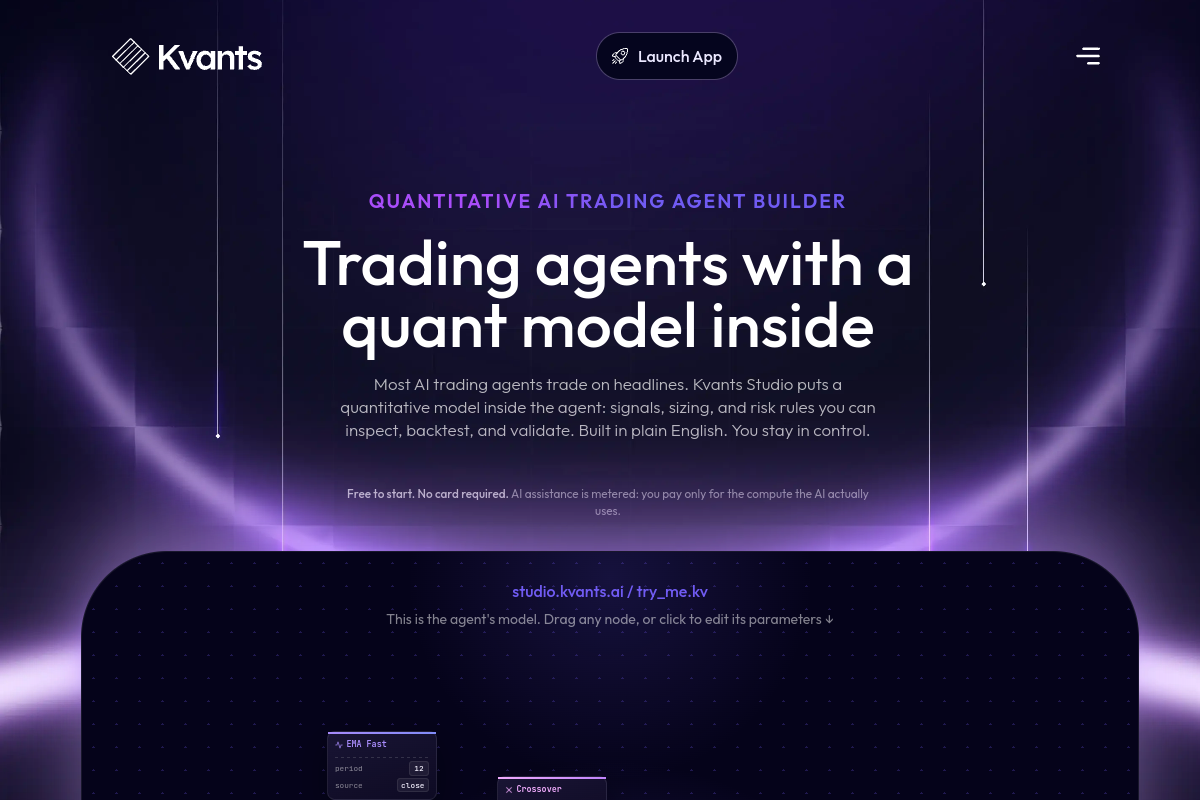 Screenshot of the Kvants website
