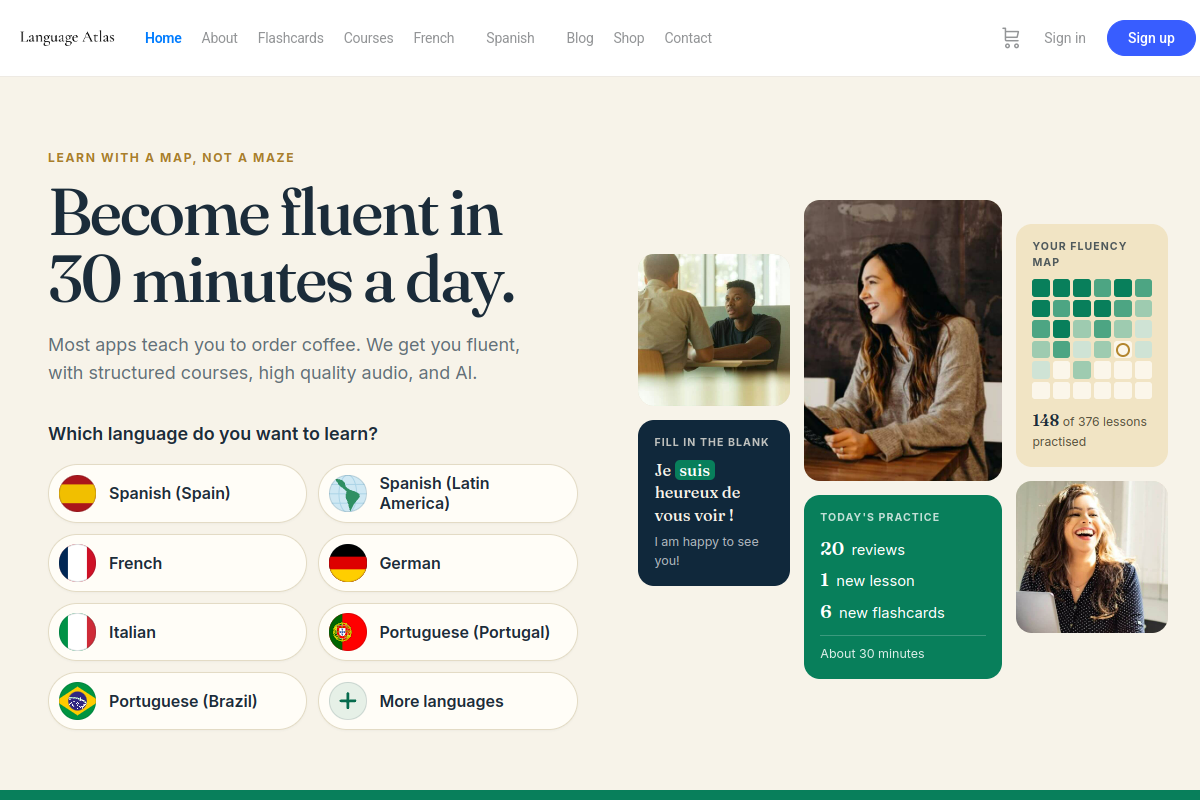 Screenshot of the Language Atlas website