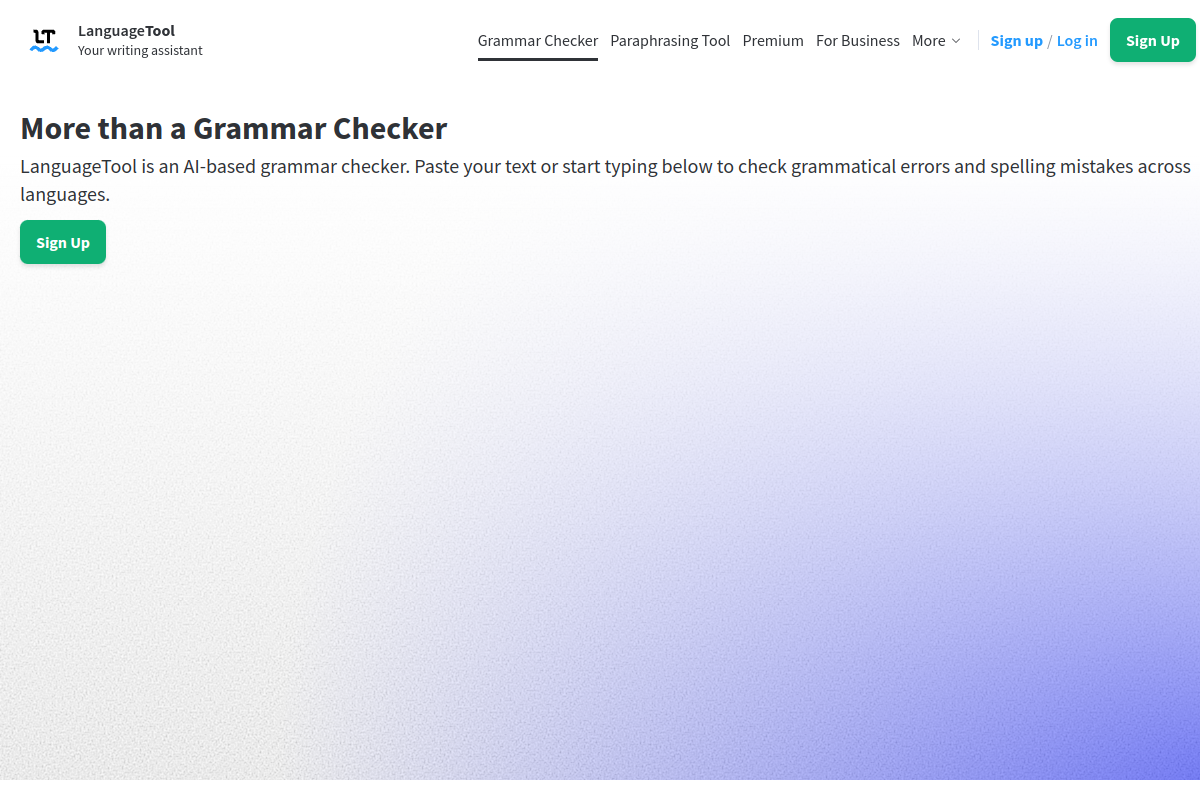 Screenshot of the LanguageTool website