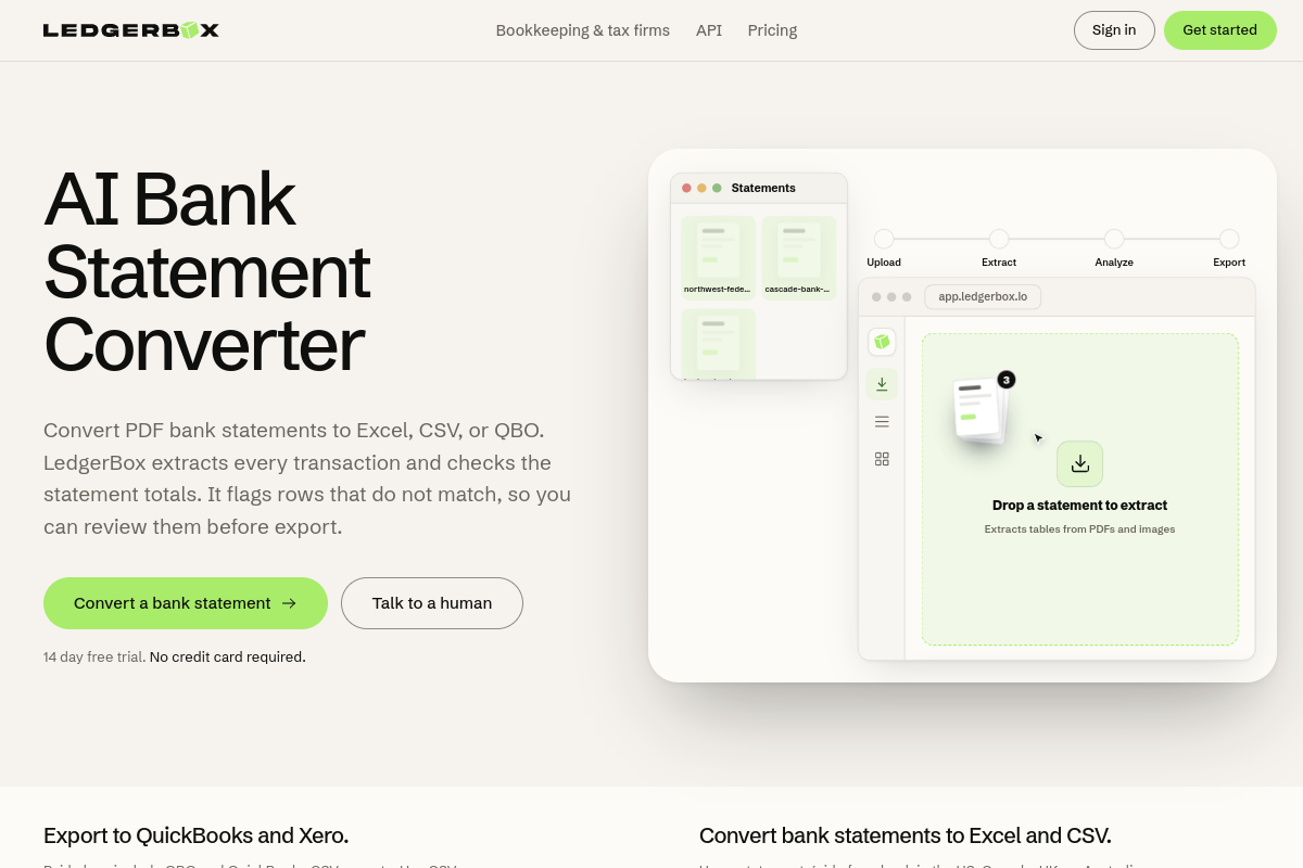 Screenshot of the LedgerBox website