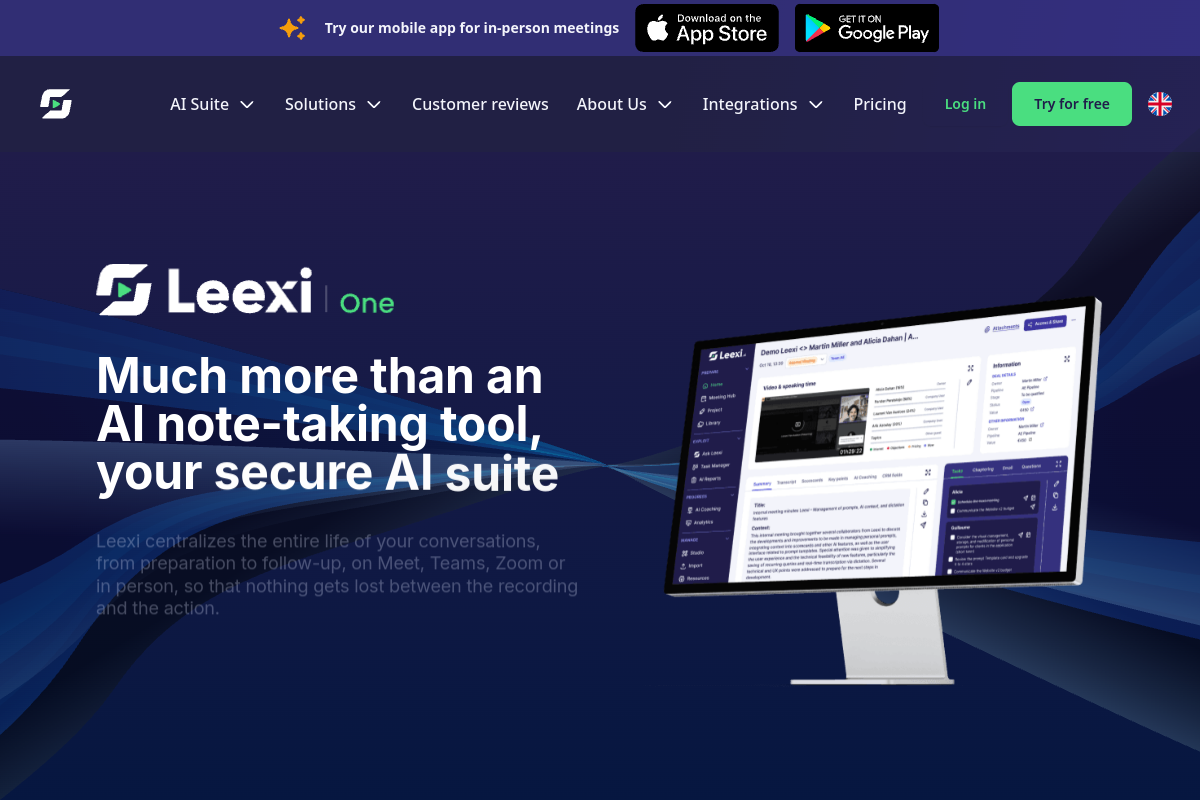 Screenshot of the Leexi website