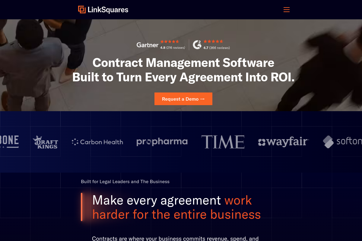 Screenshot of the Linksquares website