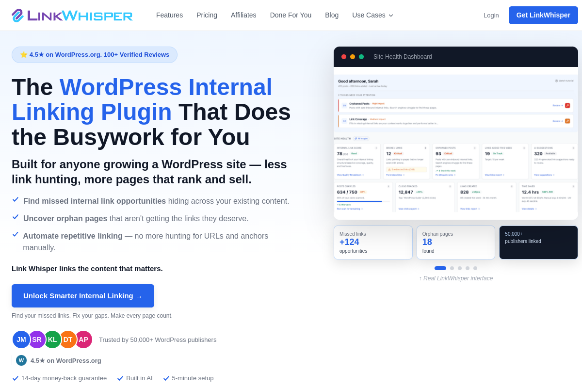 Screenshot of the Link Whisper website