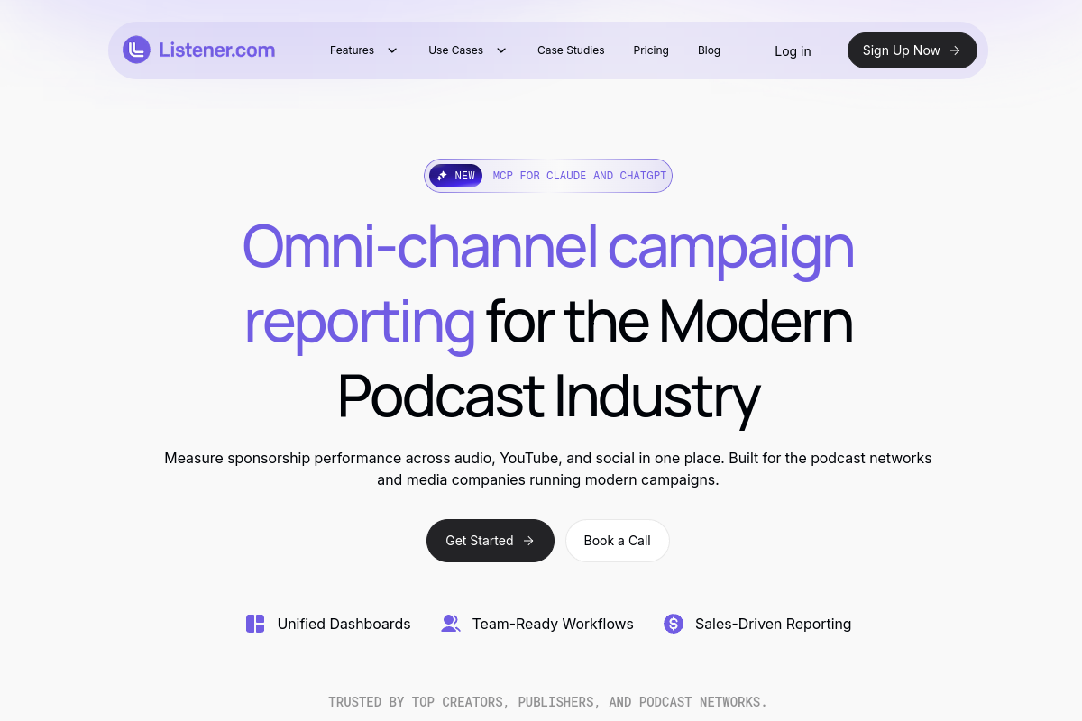 Screenshot of the Listener website