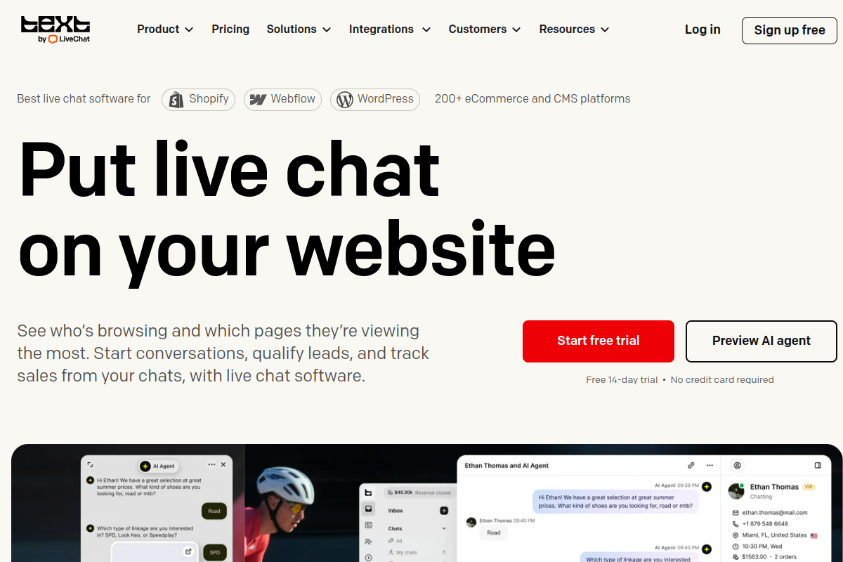 Screenshot of the Chat Summary for LiveChat website