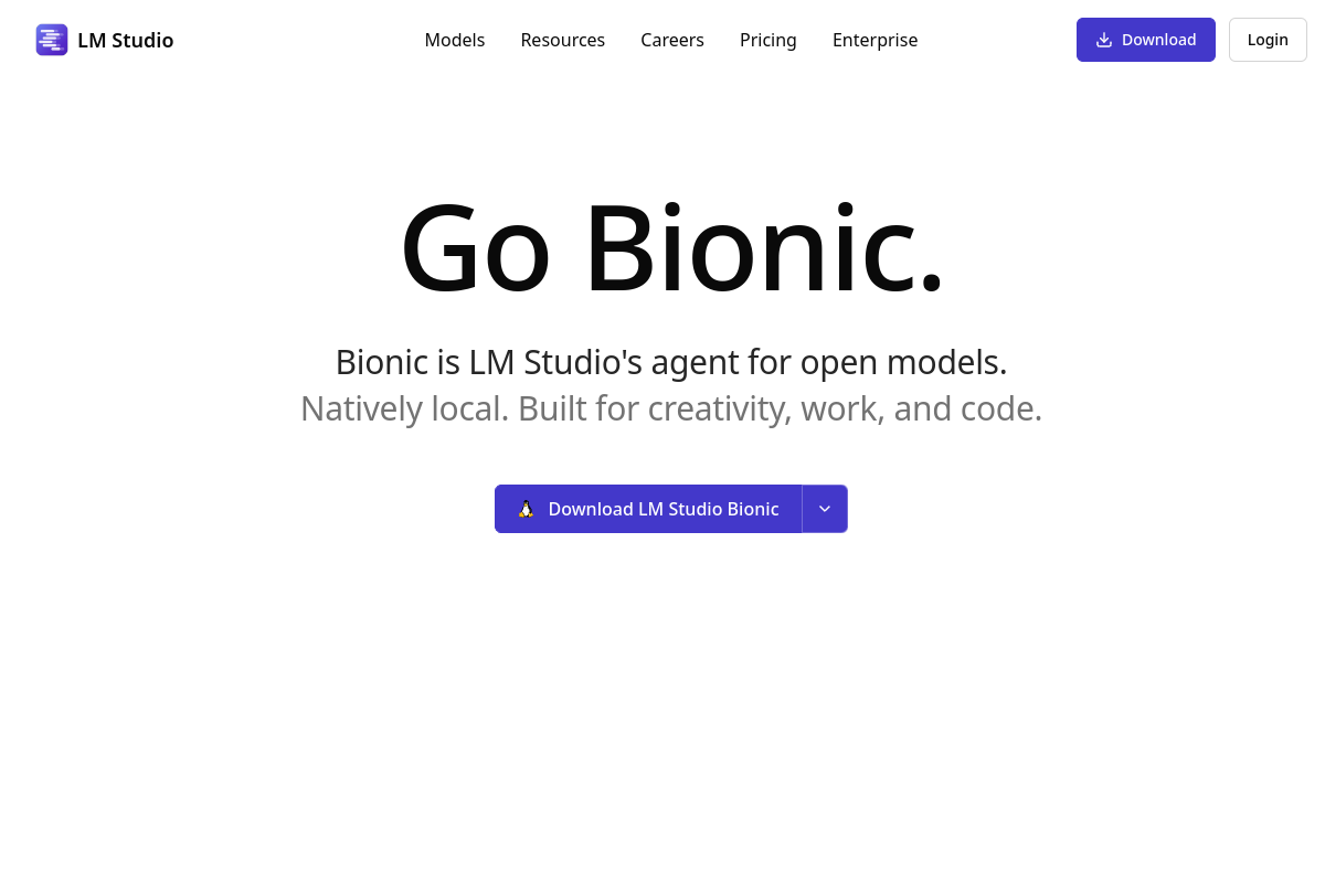 Screenshot of the LMStudio website