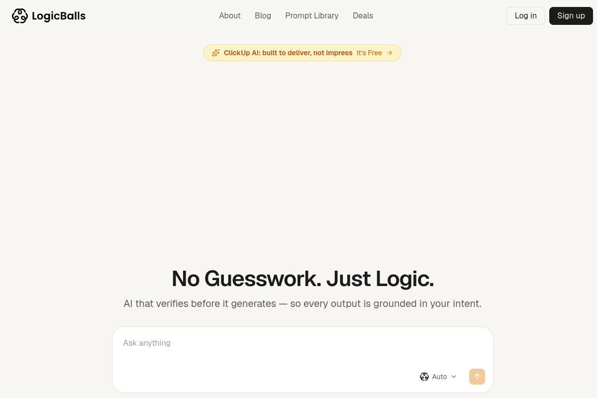 Screenshot of the Logicballs website
