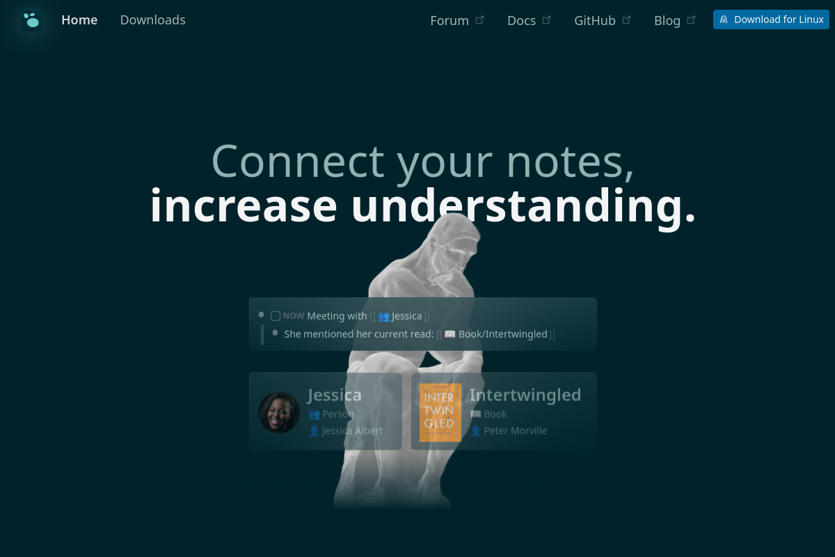 Screenshot of the Logseq website