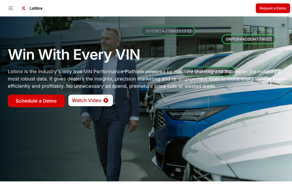 Screenshot of the Lotlinx website