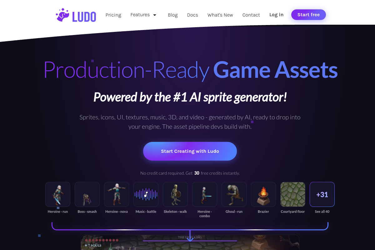 Screenshot of the Ludo website