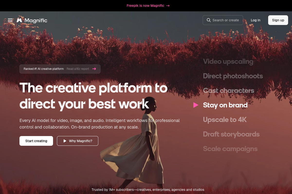 Screenshot of the Magnific website