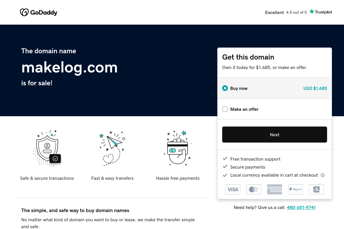 Screenshot of the Makelog website