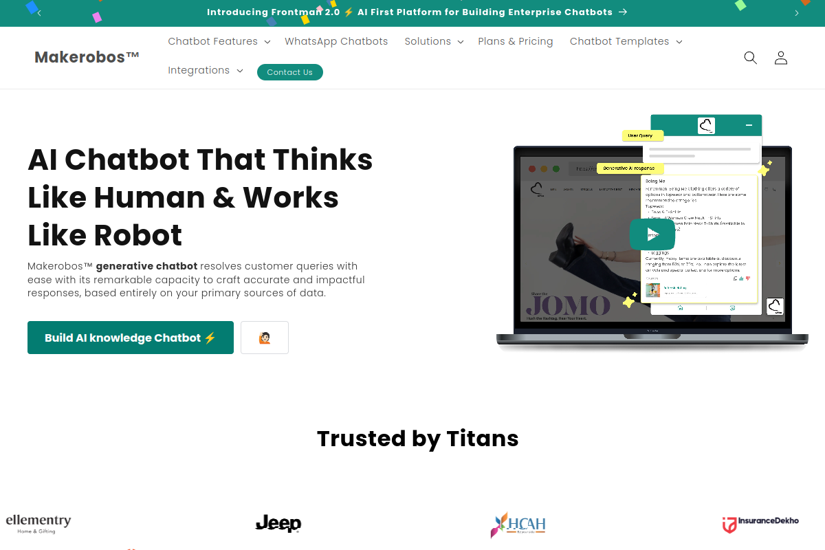 Screenshot of the Makerobos website