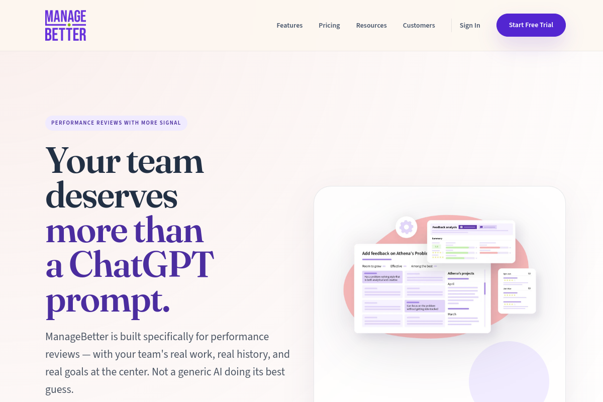 Screenshot of the Managebetter website