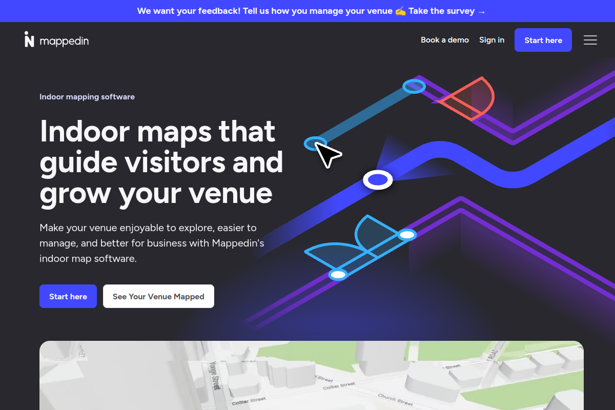 Screenshot of the Mappedin website