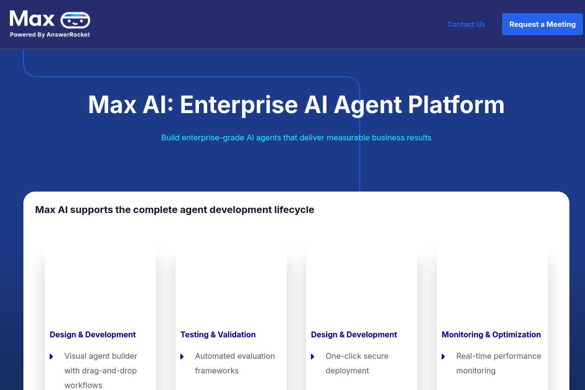 Screenshot of the MaxAI website