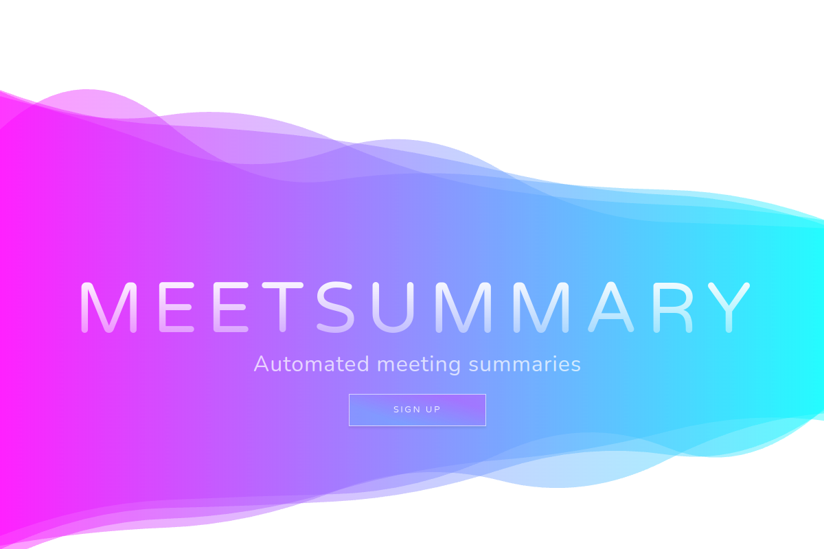 Screenshot of the Meetsummary website