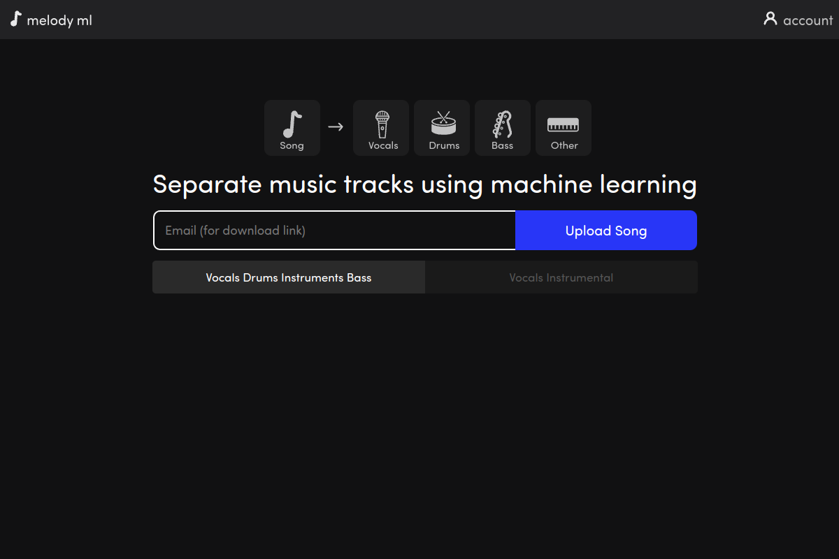 Screenshot of the Melody.ml website