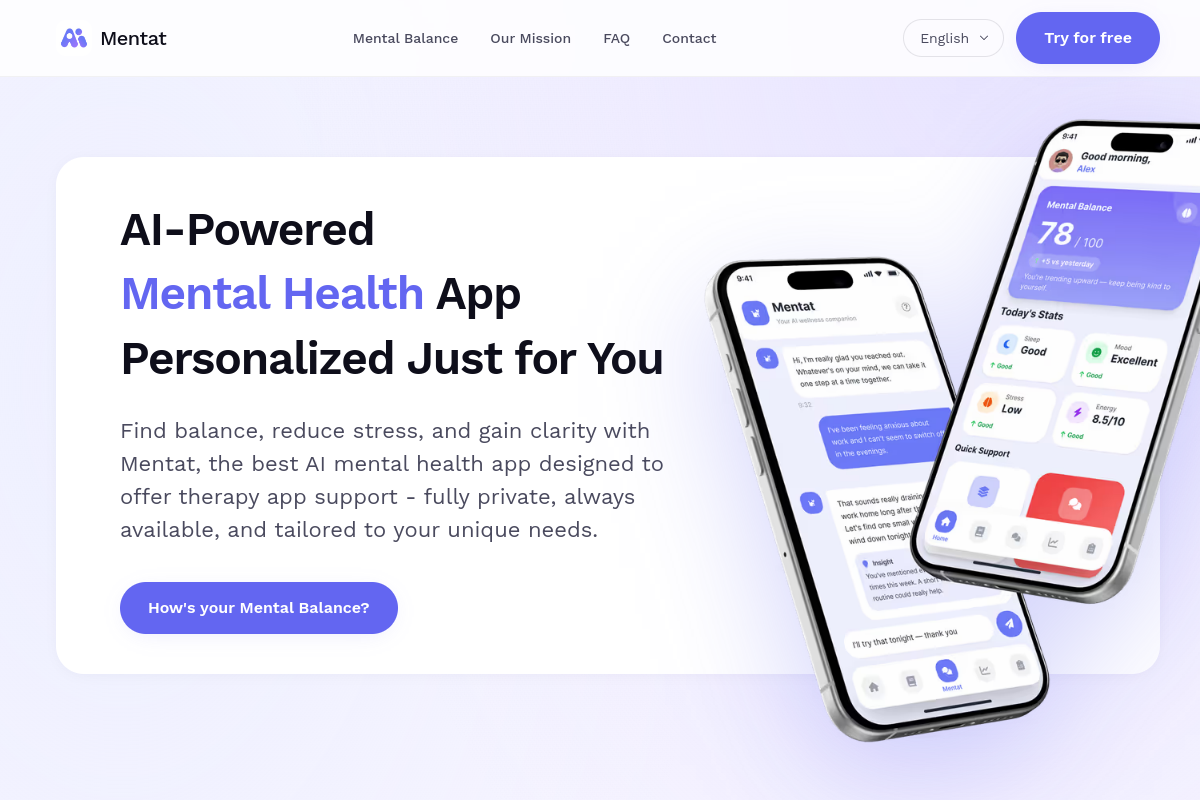 Screenshot of the Mentat AI website