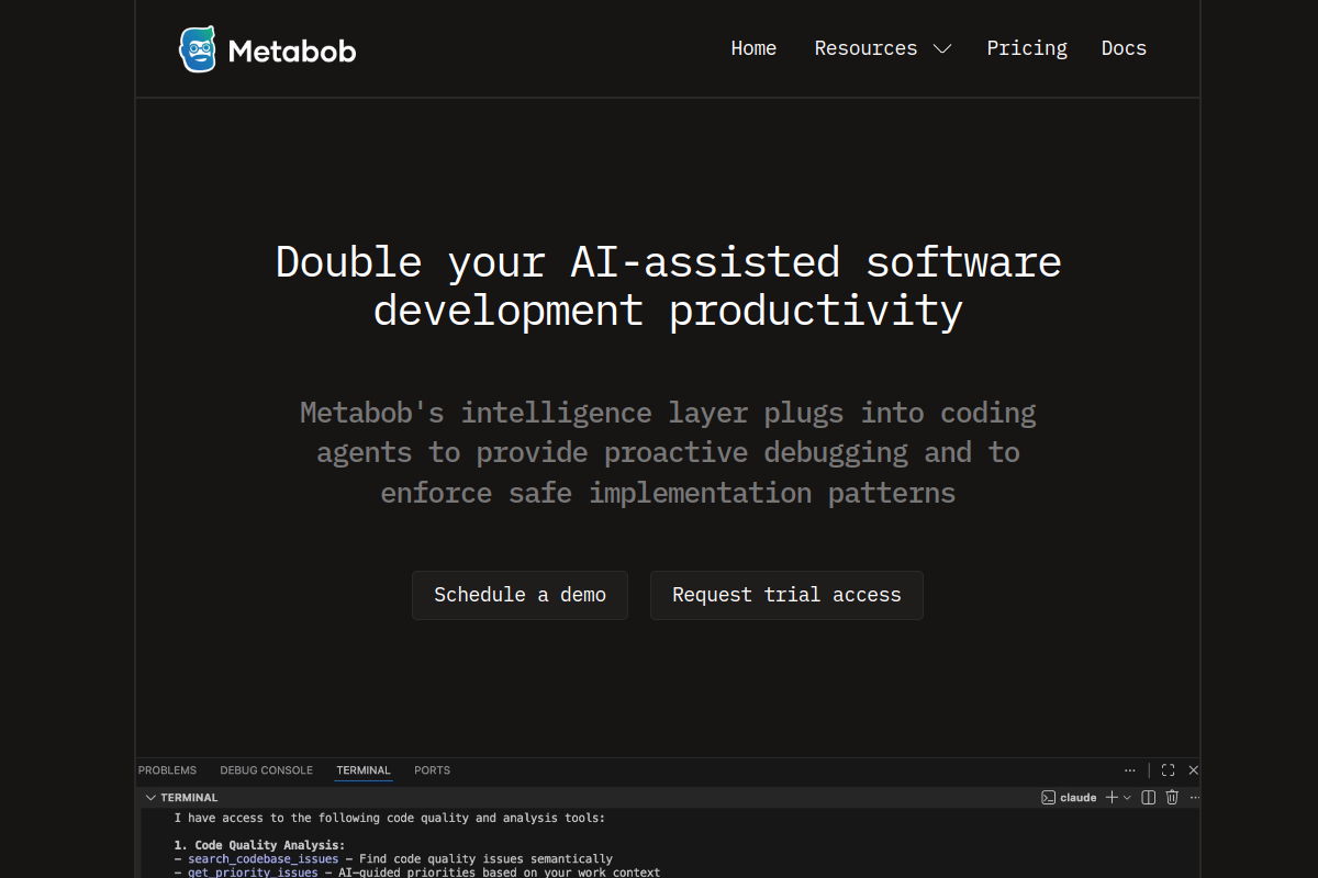 Screenshot of the Metabob website