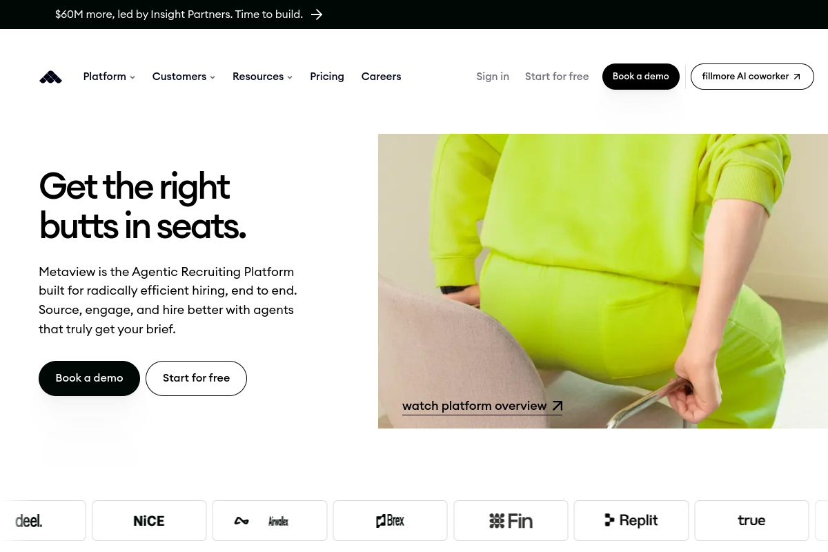 Screenshot of the Metaview website