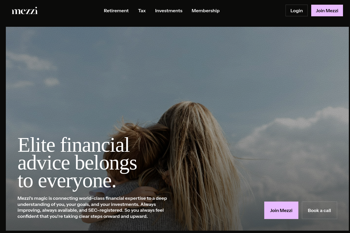 Screenshot of the Mezzi website