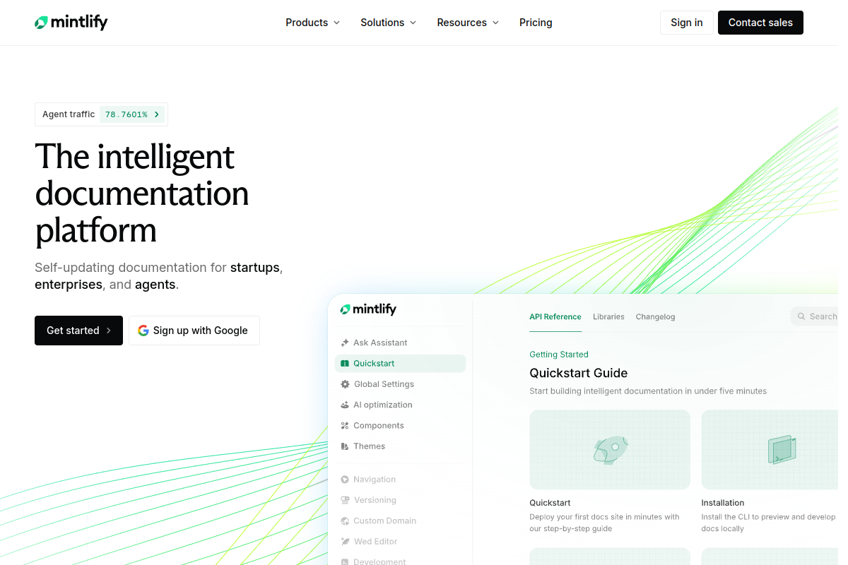 Screenshot of the Mintlify website