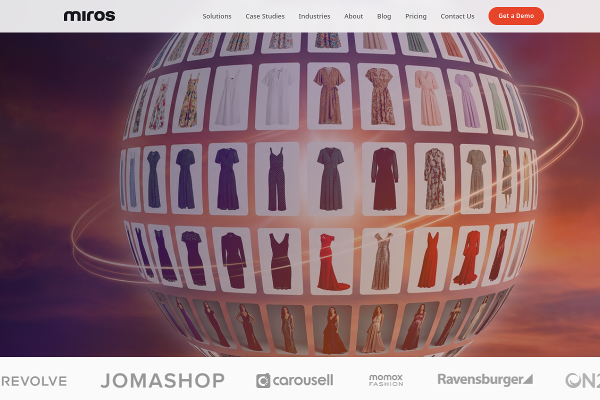 Screenshot of the Miros website
