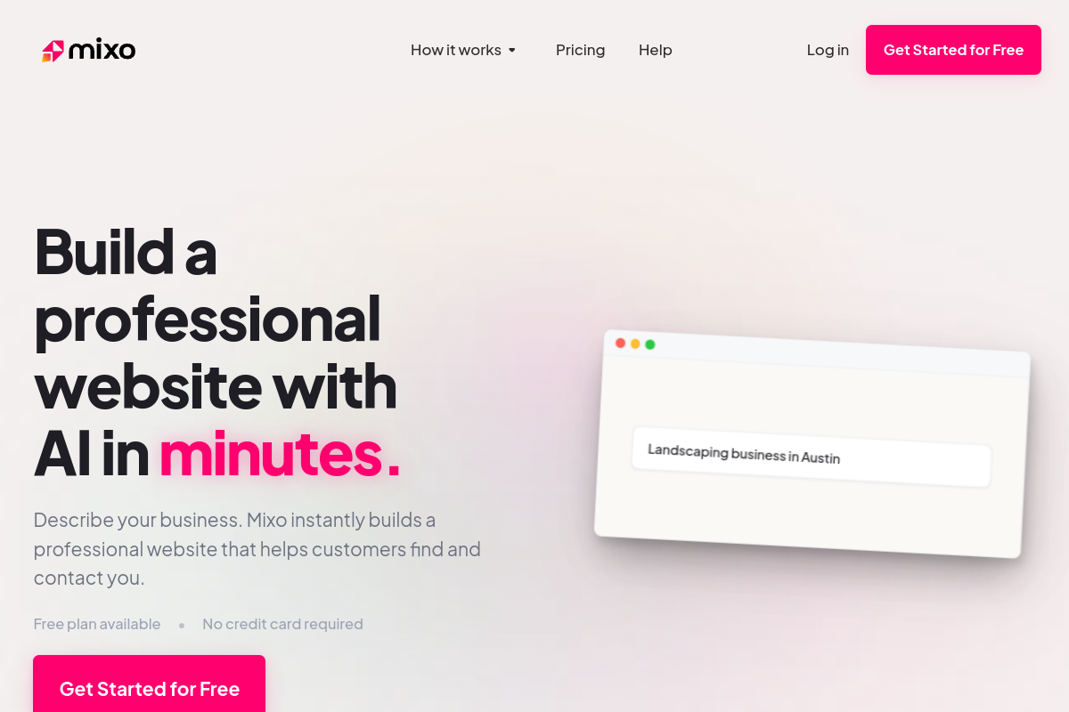 Screenshot of the Mixo website