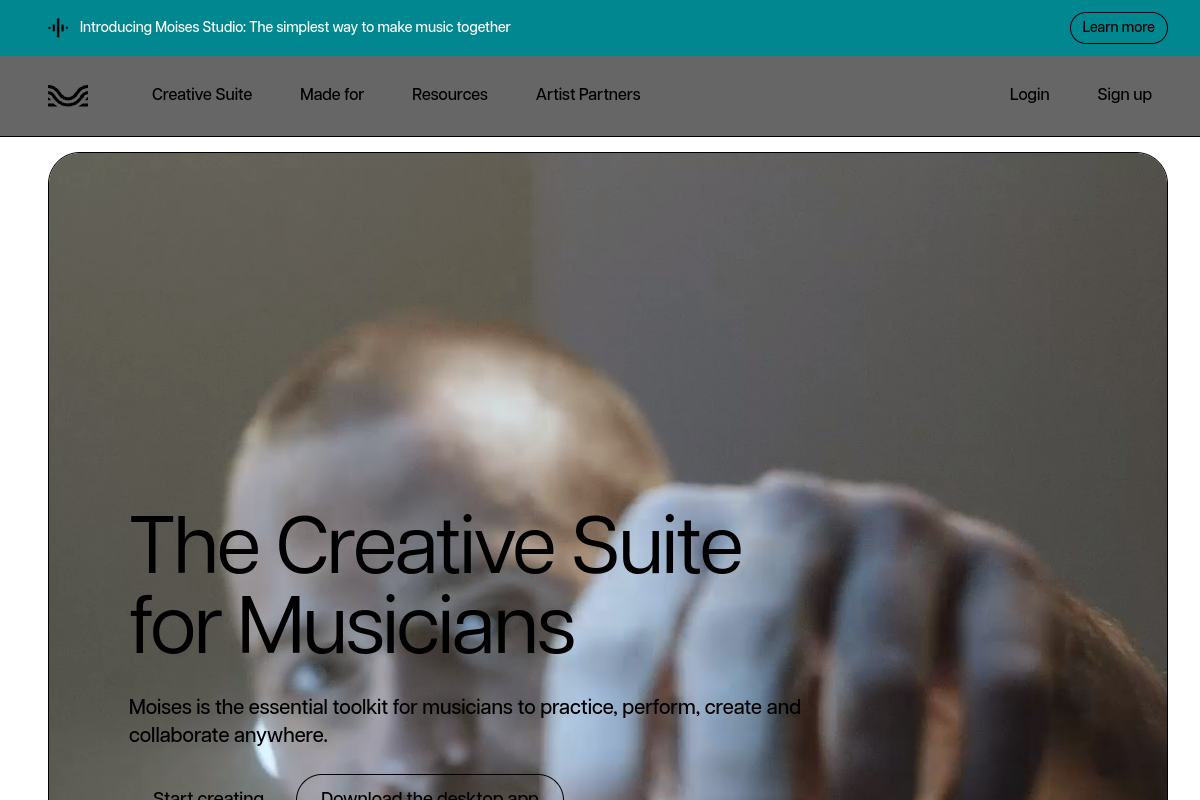 Screenshot of the Moises App website