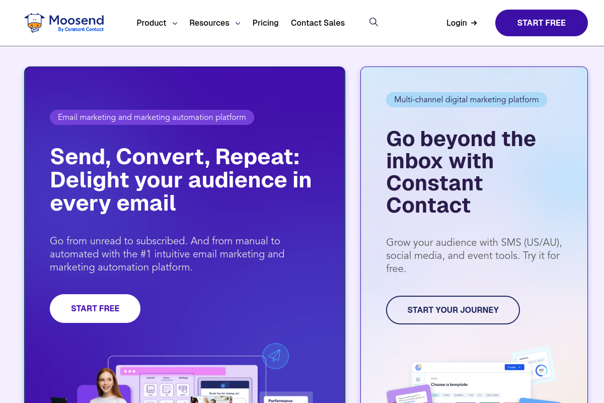 Screenshot of the Moosend website