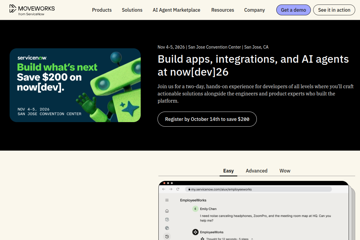 Screenshot of the Moveworks website