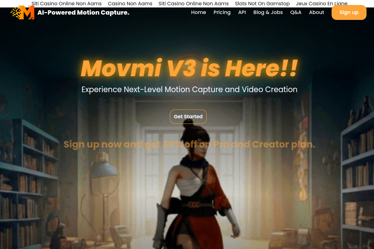 Screenshot of the Movmi website