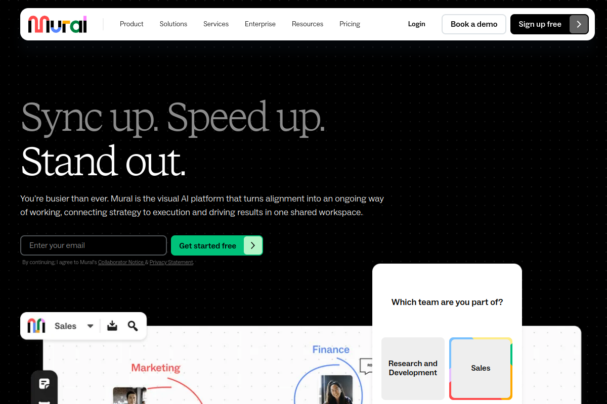 Screenshot of the Mural AI website