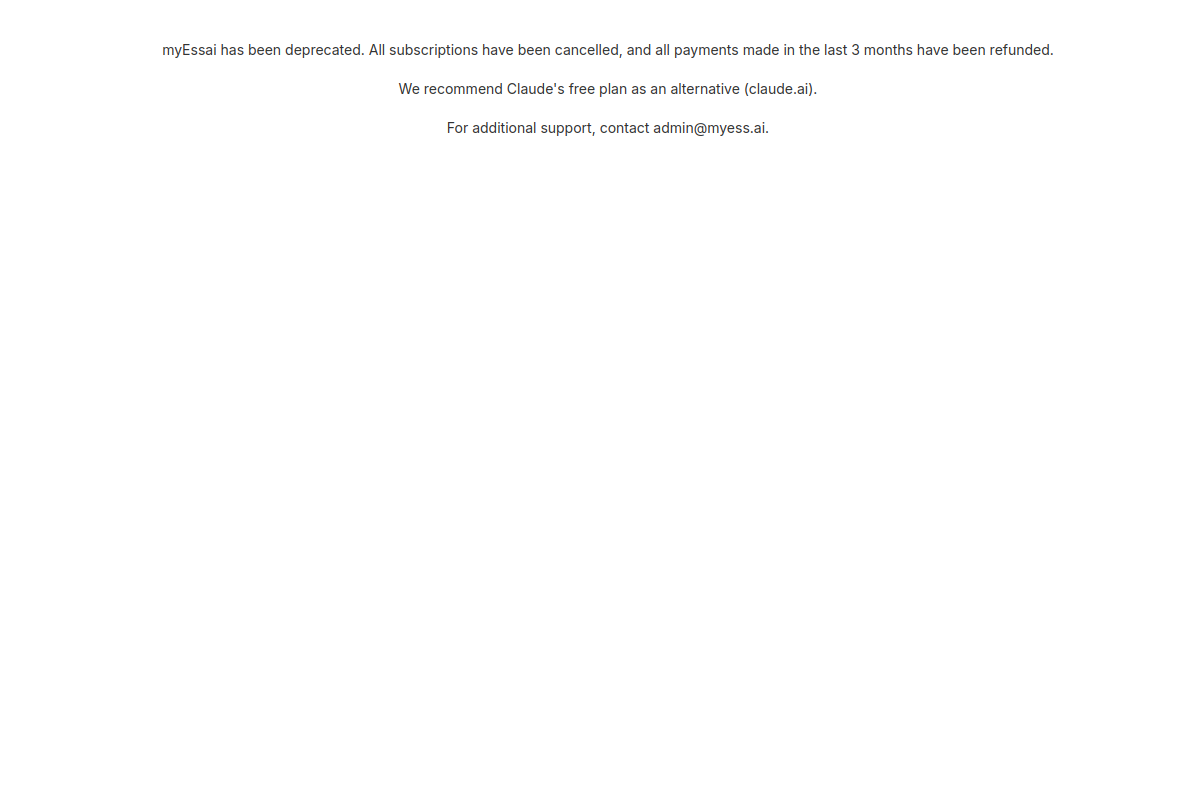 Screenshot of the Myess website