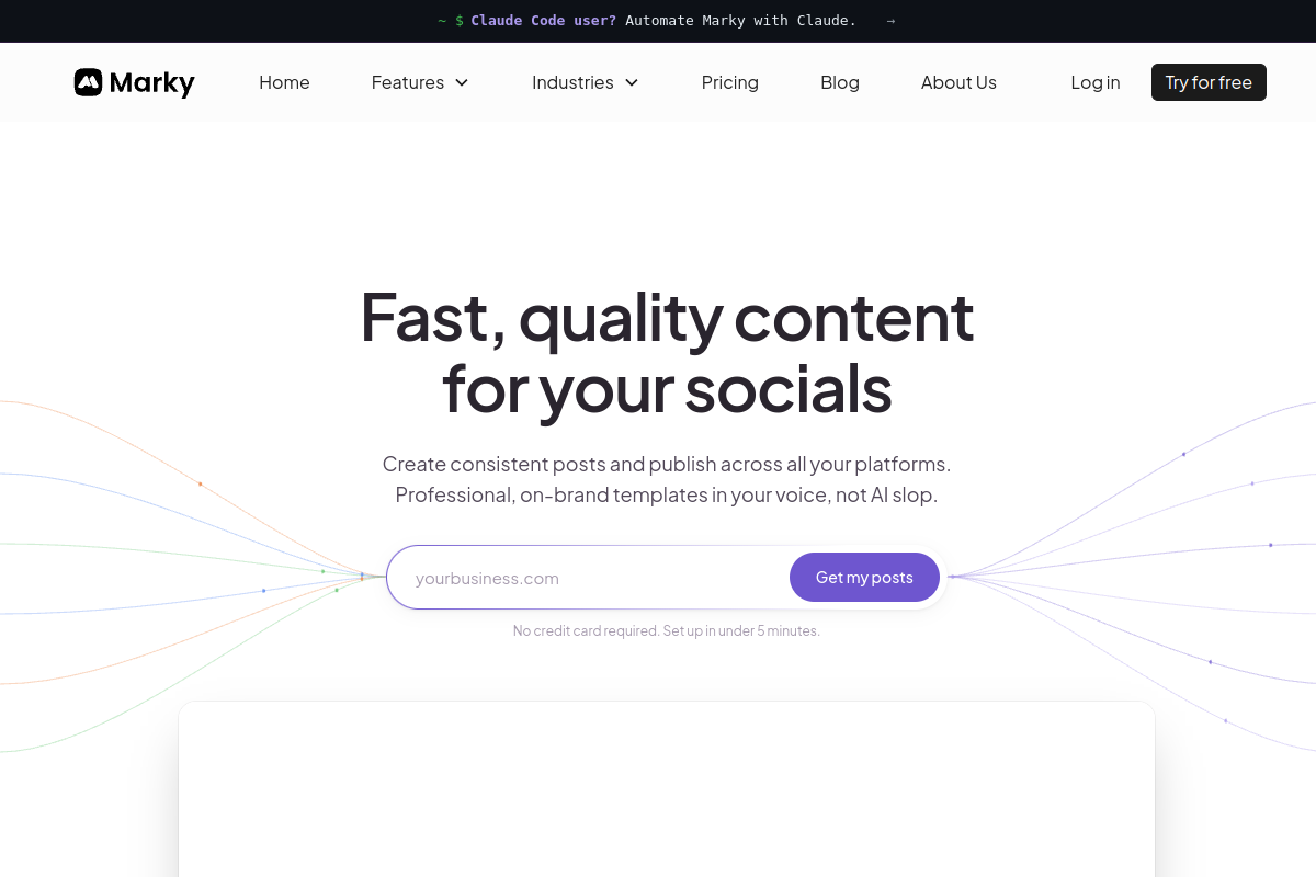 Screenshot of the Marky website