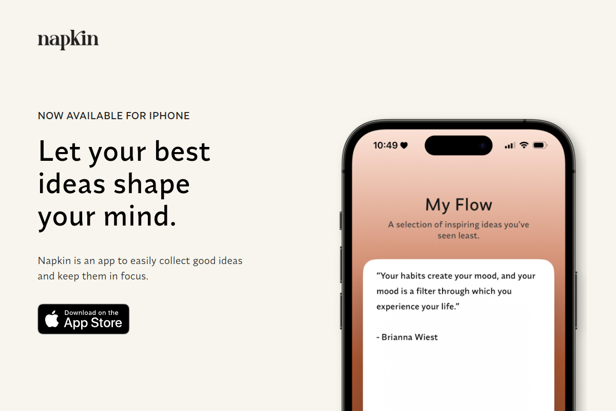 Screenshot of the Napkin website