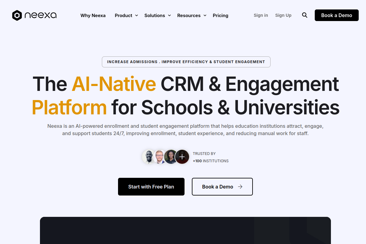 Screenshot of the Neexa AI website