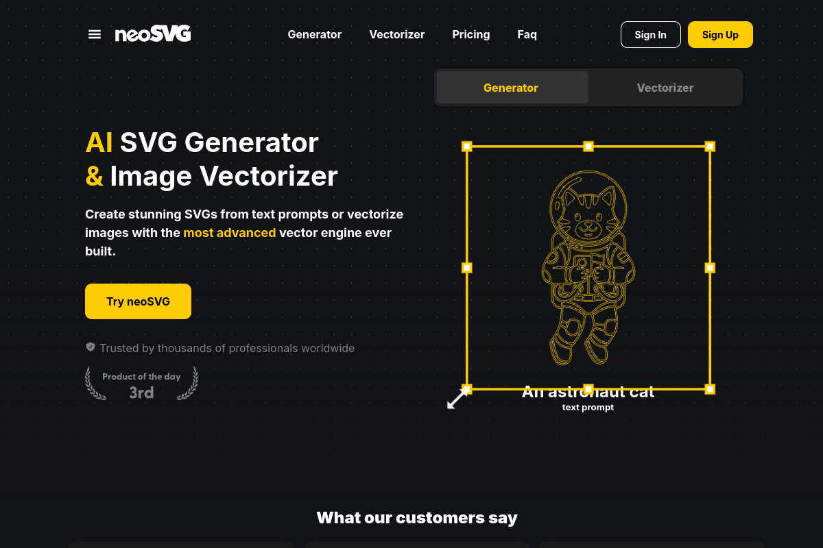 Screenshot of the NeoSVG website