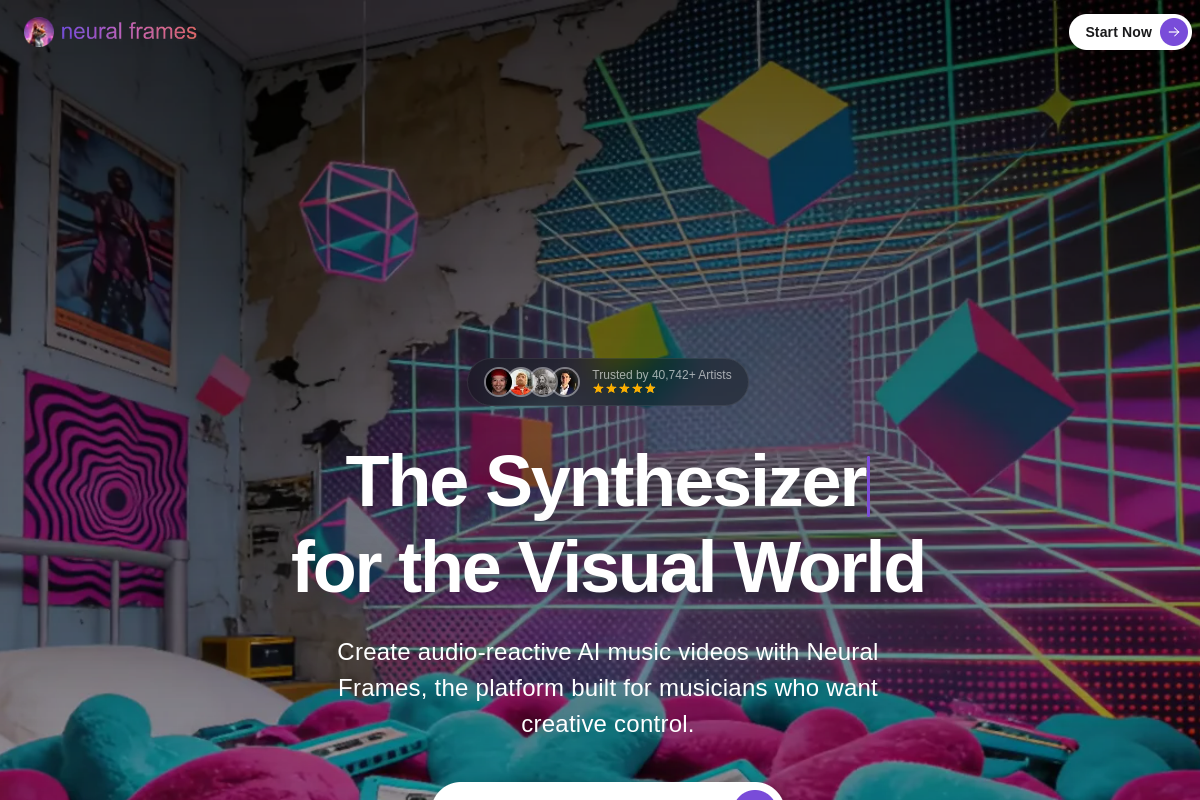 Screenshot of the neural frames website