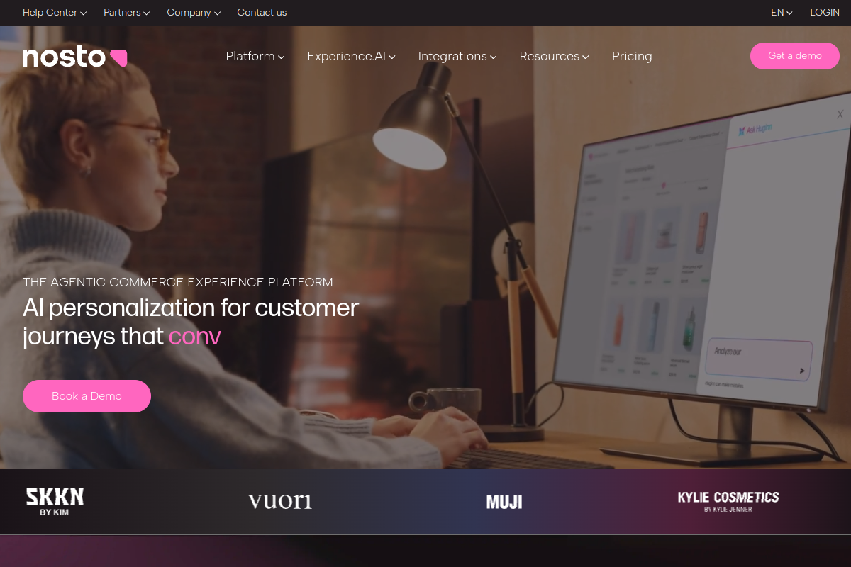 Screenshot of the Nosto website