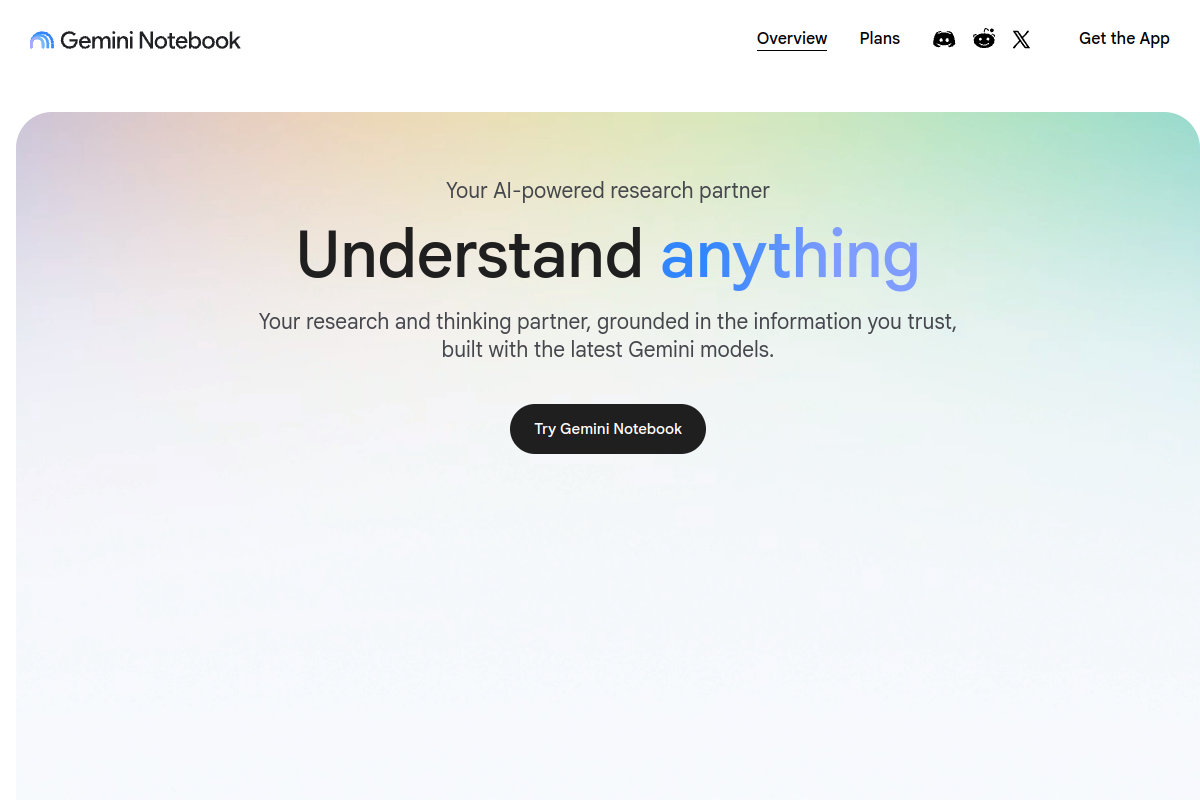 Screenshot of the NotebookLM website