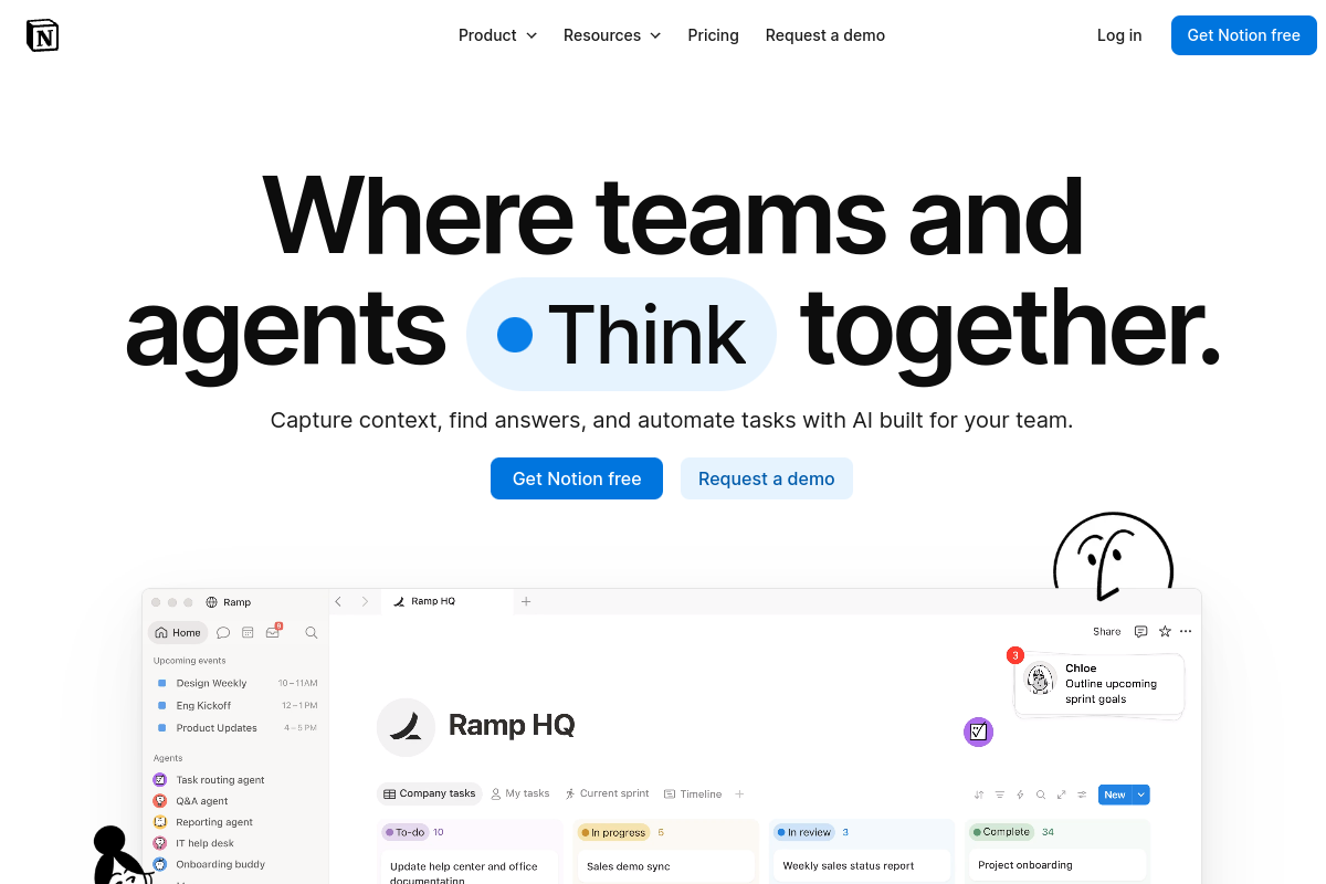 Screenshot of the Notion AI website