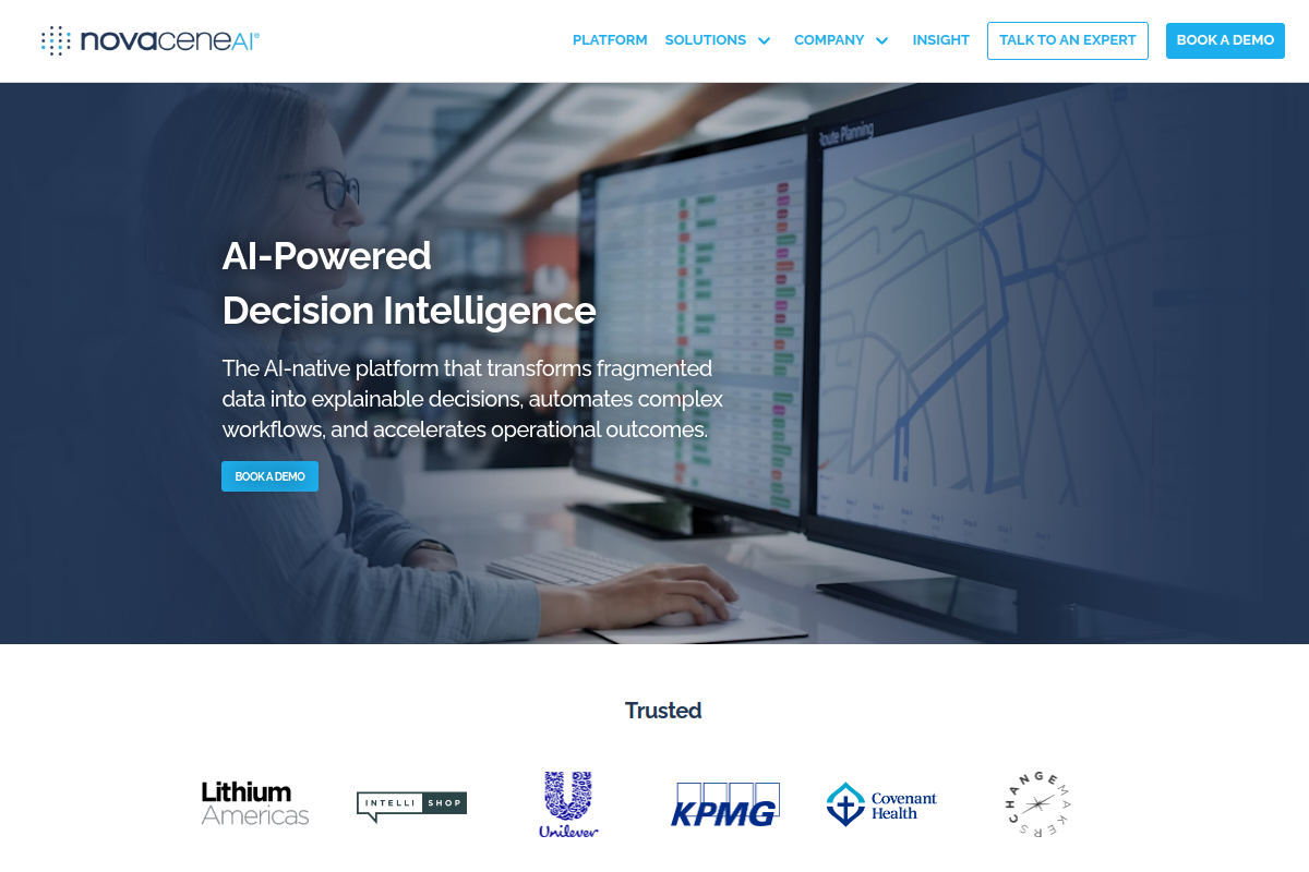 Screenshot of the Novacene website